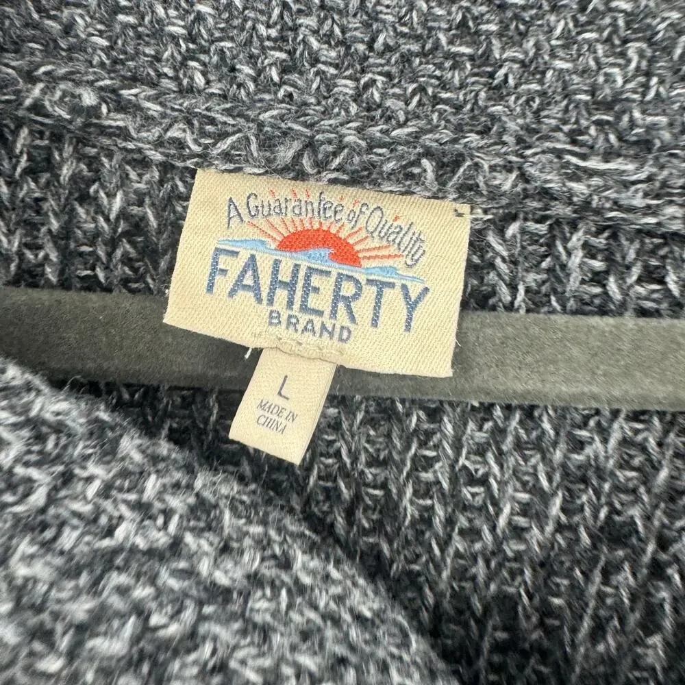 Faherty Men's Marled Cotton Cardigan Sweater Long Sleeve Black Size Large NWT
